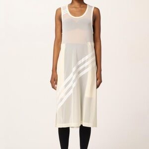 Y-3 Adidas Mesh Tank Dress 3 Stripe Yohji Yamamoto Cream White